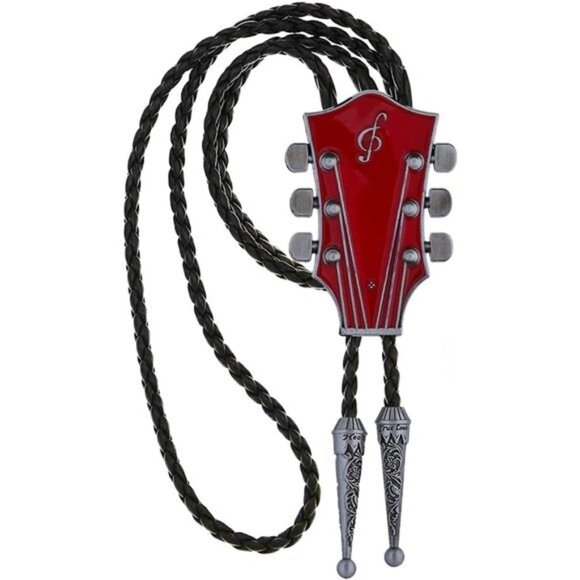 Guitar Bolo Tie Western Bolo Tie Red - Picture 3 of 5